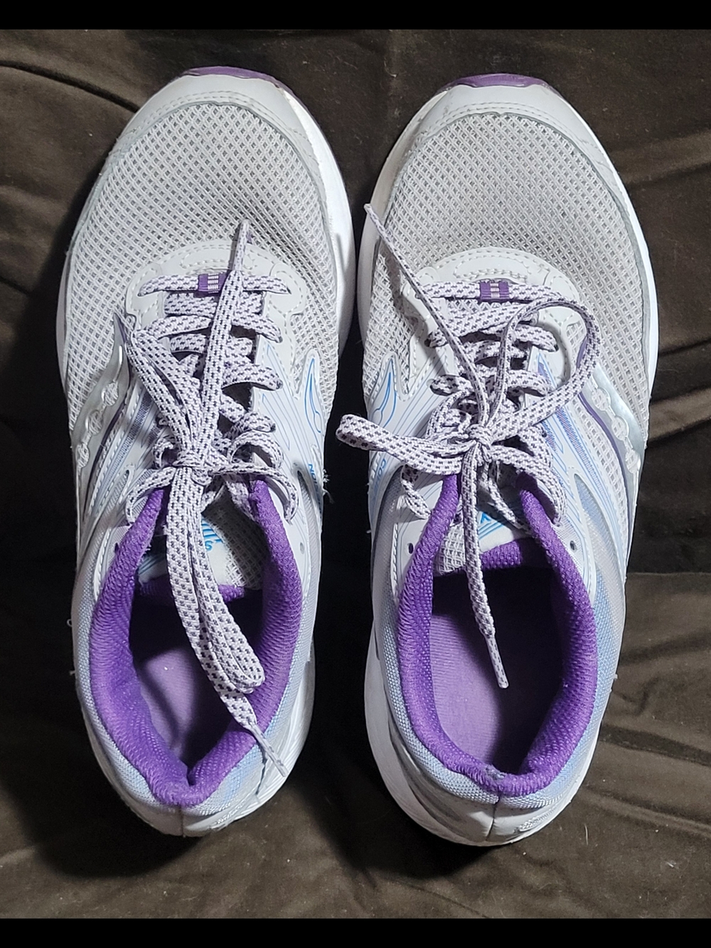 Saucony Women's Light Gray and Purple Running Sneakers